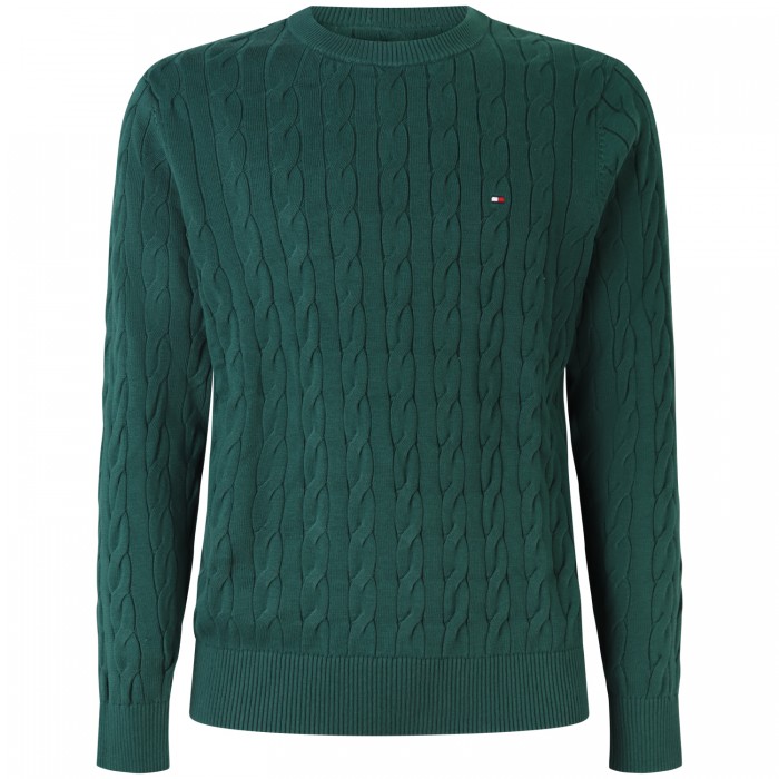 Maglione verde con trama lavorata per uomo