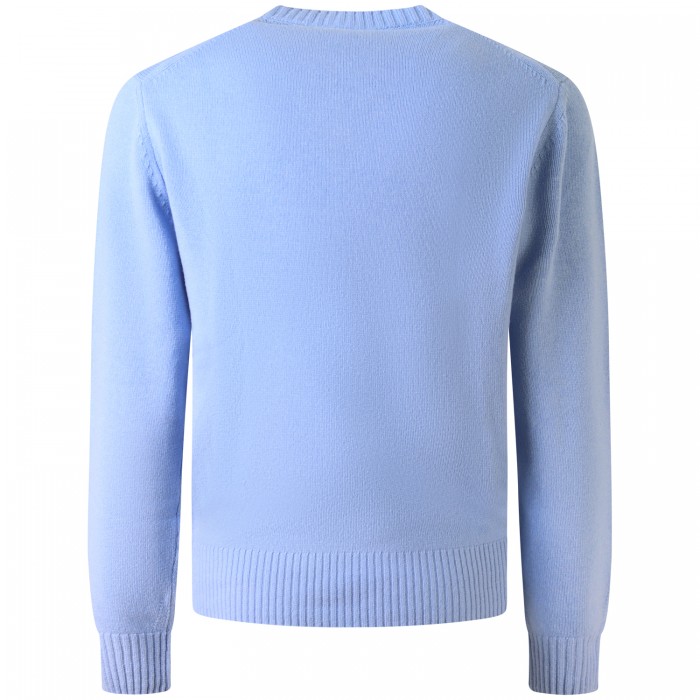 Maglione celeste con mini logo per uomo