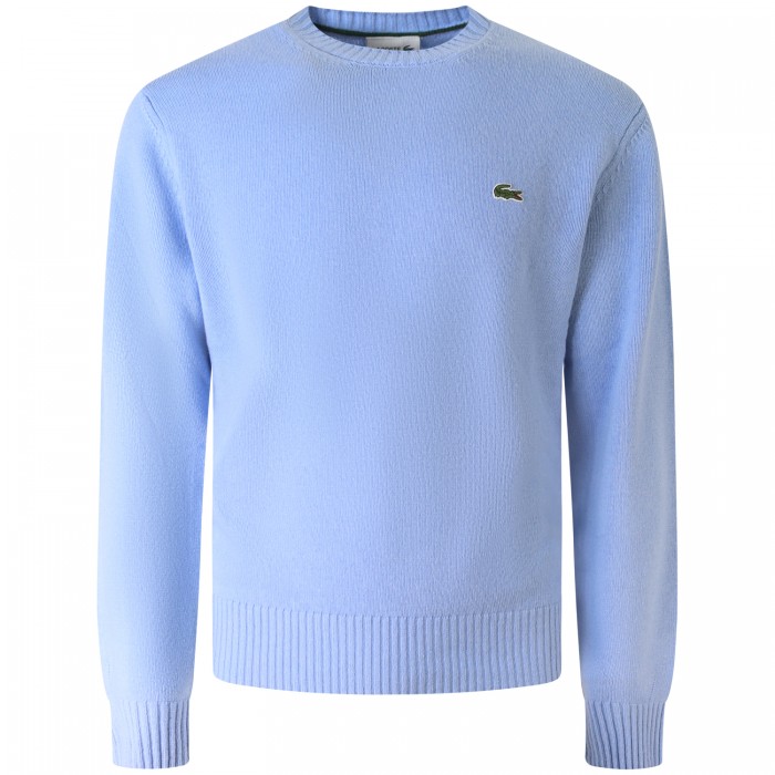 Maglione celeste con mini logo per uomo