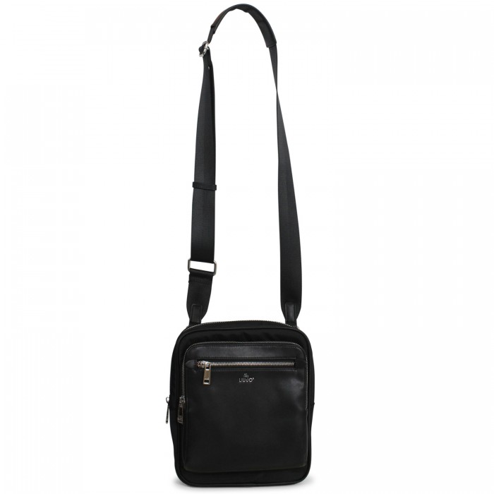 Tracolla nera con mini logo per uomo Tracolla nera con mini logo per uomo