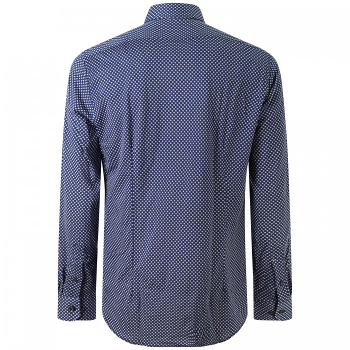 Camicia blu con microfantasia per uomo