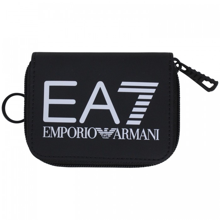 Portafoglio nero con logo per uomo Portafoglio nero con logo per uomo