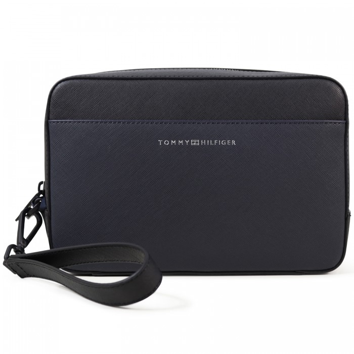 Pochette blu/nera con mini logo per uomo