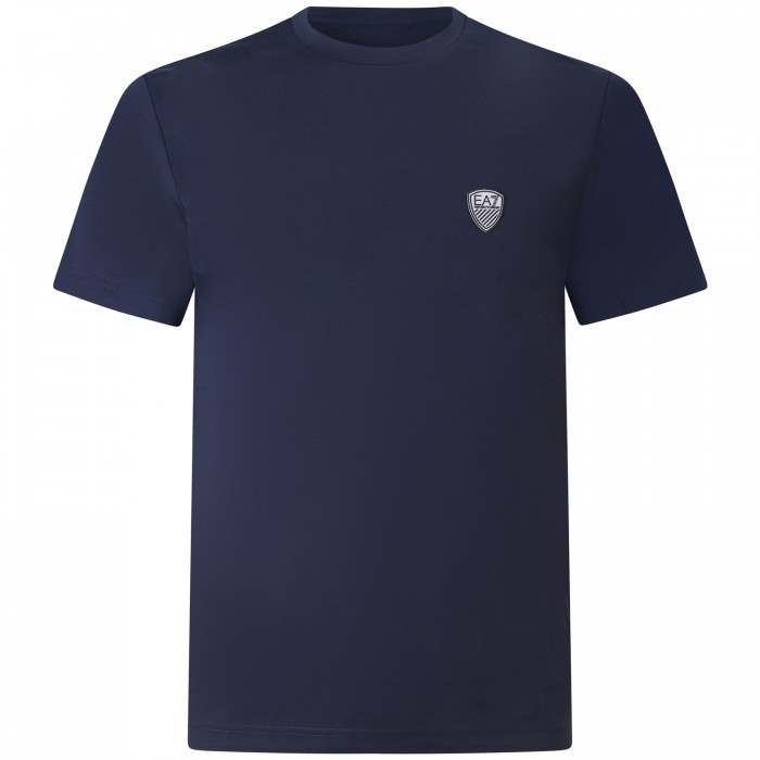 T-shirt blu con mini logo per uomo