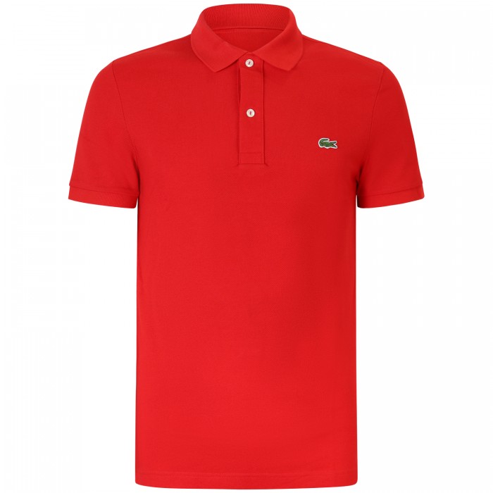 Polo rossa con mini logo slim fit per...