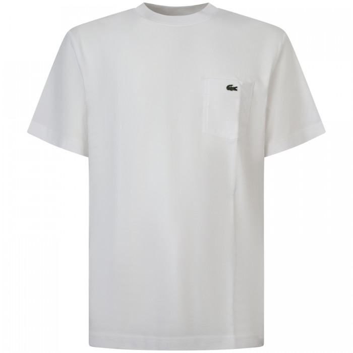 T-shirt bianca con taschino per uomo