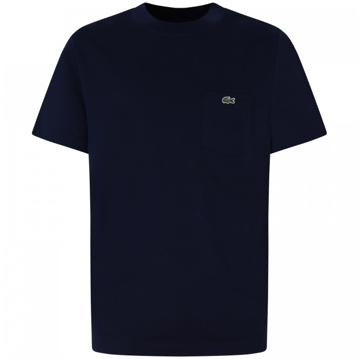 T-shirt blu con taschino per uomo