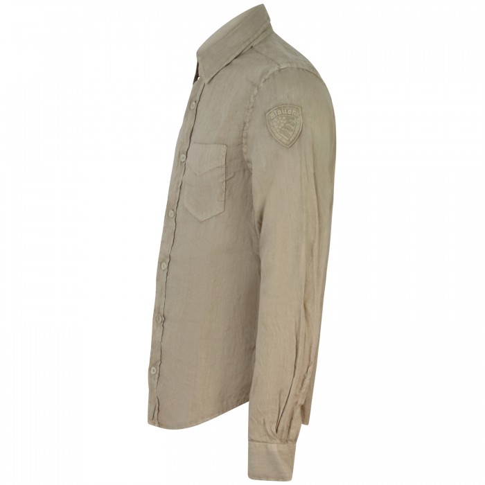 Camicia marrone con mini logo per uomo Camicia marrone con mini logo per uomo