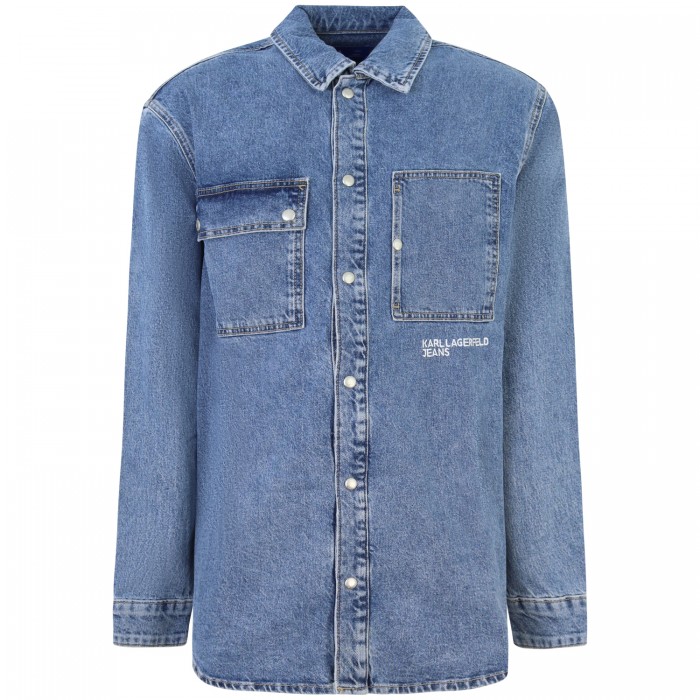 Camicia in denim con mini logo per uomo Camicia in denim con mini logo per uomo