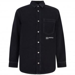 Camicia in denim nera con...