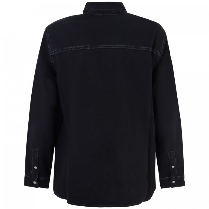 Camicia in denim nera con mini logo...