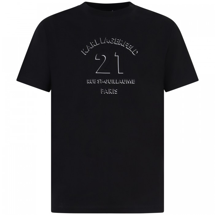 T-shirt nera con logo centrale per uomo T-shirt nera con logo centrale per uomo