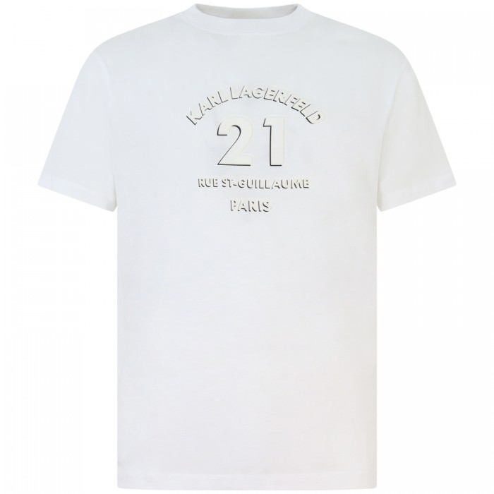 T-shirt bianca con logo centrale per... T-shirt bianca con logo centrale per...