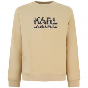 Felpa beige con logo per uomo