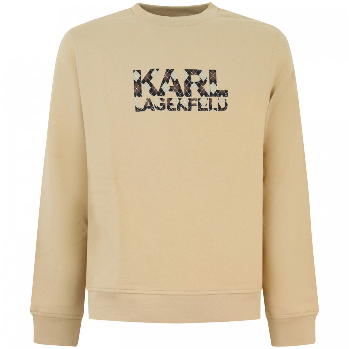 Felpa beige con logo per uomo Felpa beige con logo per uomo