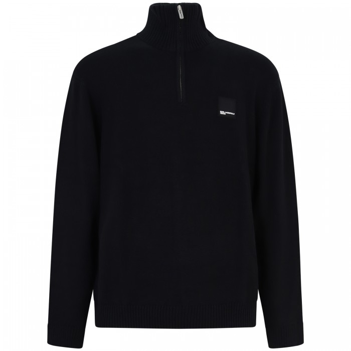 Maglione nero con mezza zip per uomo Maglione nero con mezza zip per uomo