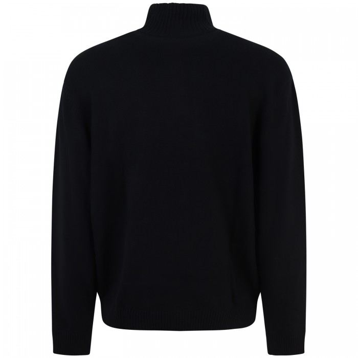 Maglione nero con mezza zip per uomo Maglione nero con mezza zip per uomo