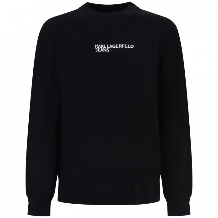 Maglione nero con logo per uomo Maglione nero con logo per uomo