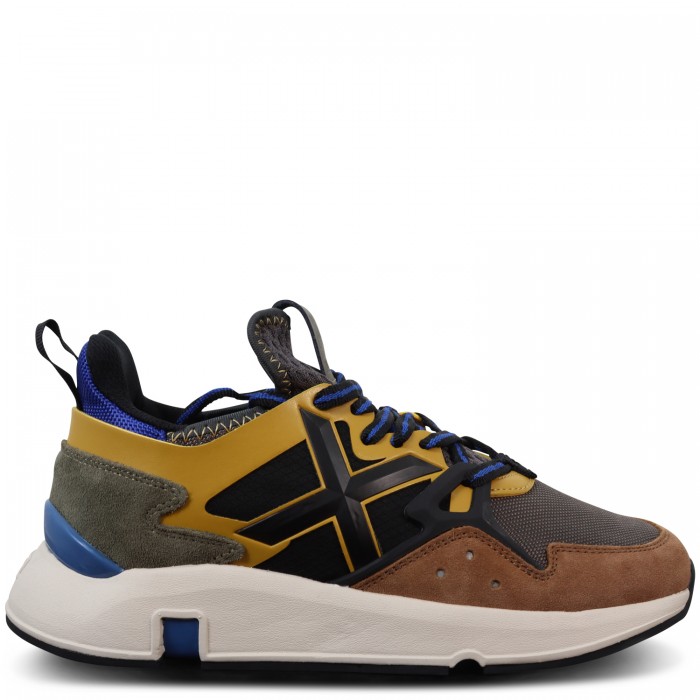 Sneakers grigia con riporti marroni e...