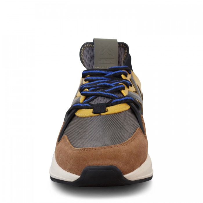 Sneakers grigia con riporti marroni e...