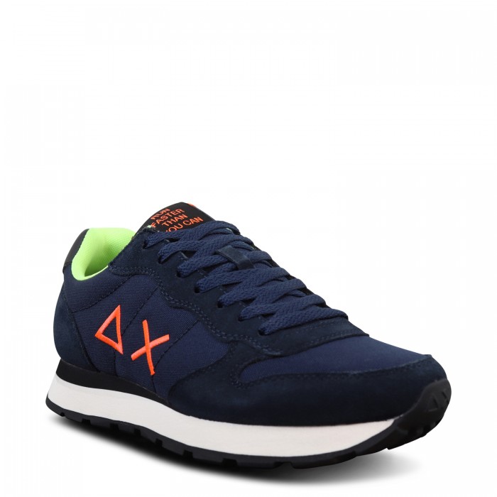 Sneakers blu con riporti fluo per uomo