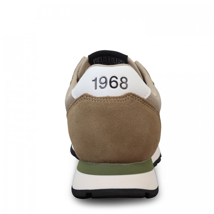 Sneakers beige con riporti verdi per...