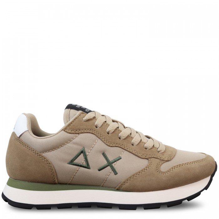 Sneakers beige con riporti verdi per...