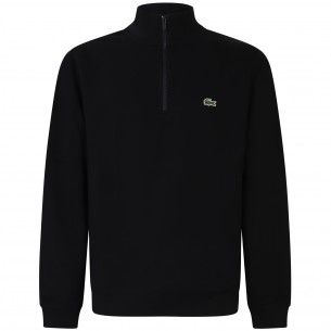 Felpa nera con mezza zip...