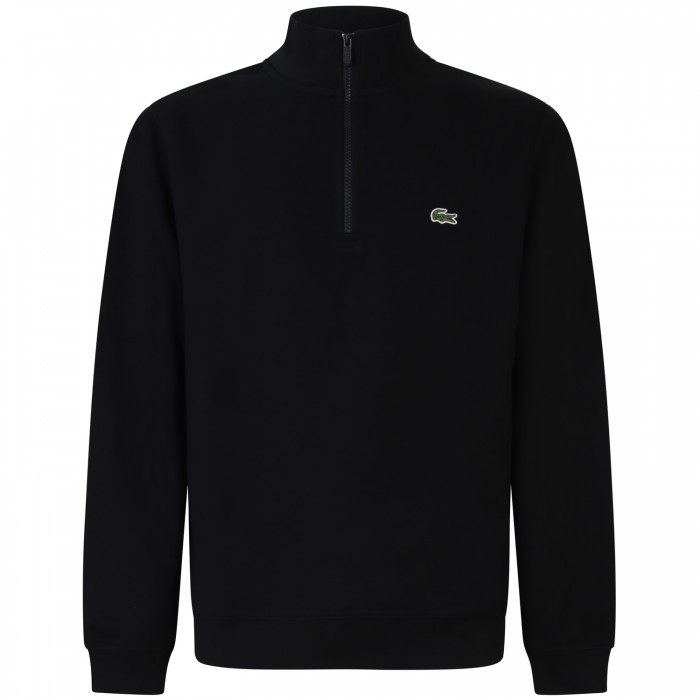 Felpa nera con mezza zip per uomo