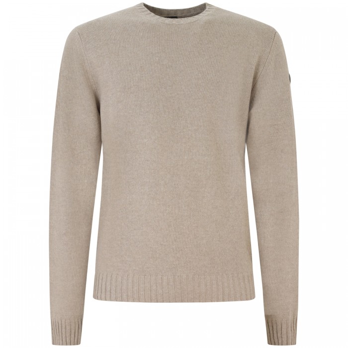 Maglione beige con mini logo per uomo Maglione beige con mini logo per uomo
