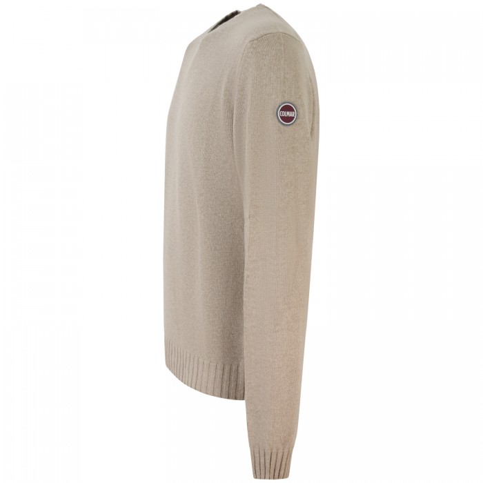 Maglione beige con mini logo per uomo Maglione beige con mini logo per uomo