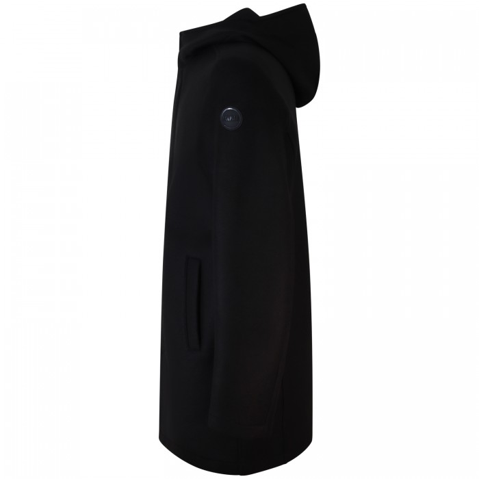 Cappotto nero con cappuccio per uomo Cappotto nero con cappuccio per uomo