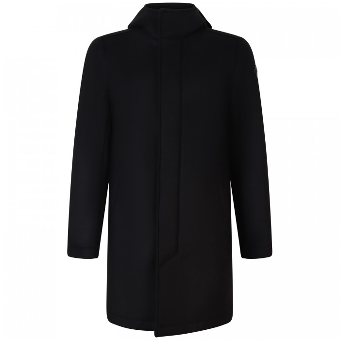 Cappotto nero con cappuccio per uomo Cappotto nero con cappuccio per uomo