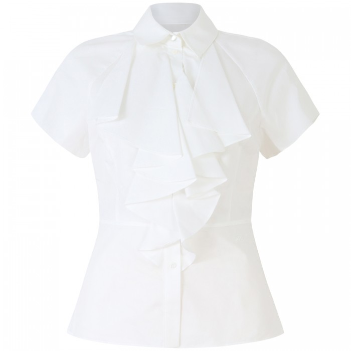 Camicia bianca con rouches per donna
