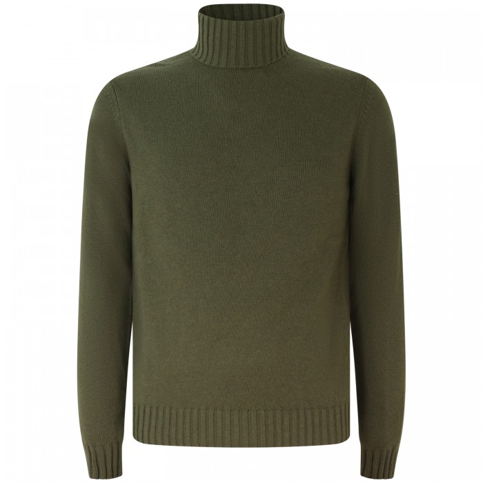 Dolcevita verde con mini logo per uomo Dolcevita verde con mini logo per uomo