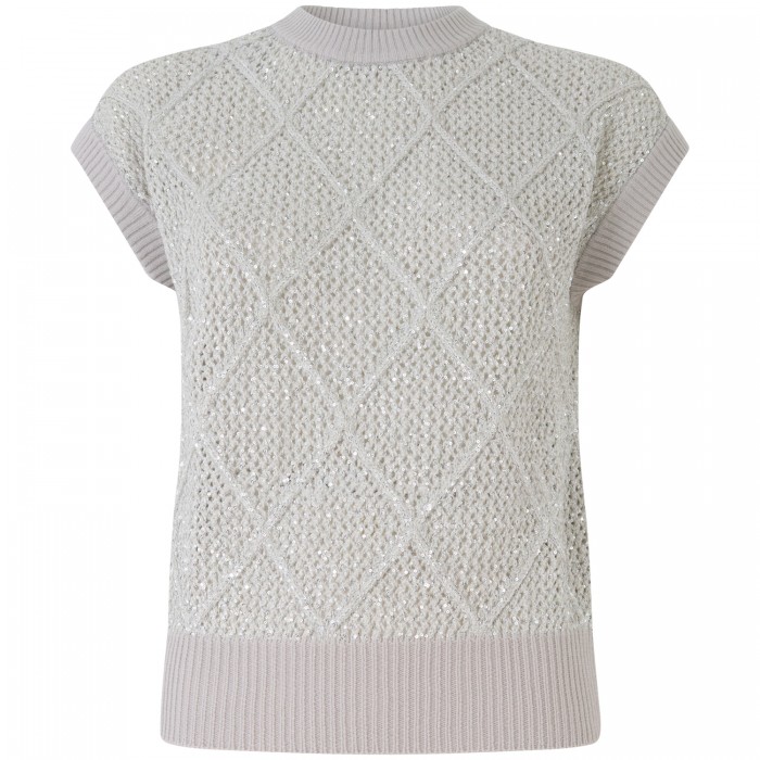 Gilet beige con paillettes per donna Gilet beige con paillettes per donna