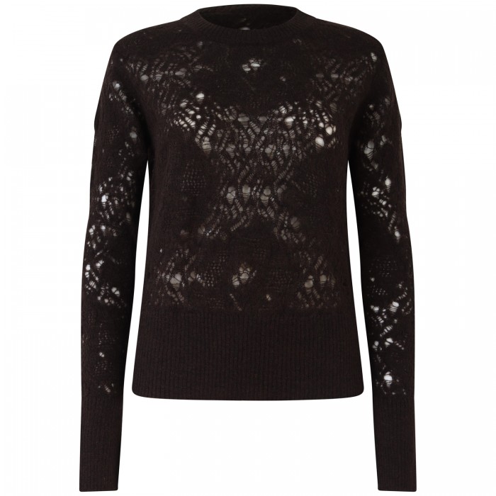 Maglione marrone in pizzo per donna Maglione marrone in pizzo per donna