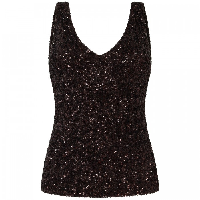 Top paiettato marrone 'LUXY' per donna