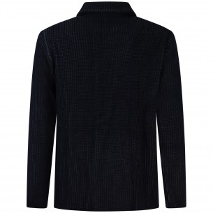 Giacca blu in maglia per uomo 2