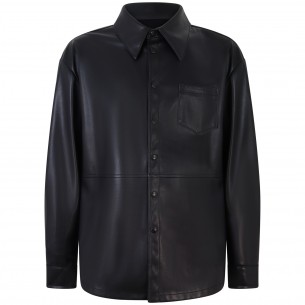 Giacca nera in ecopelle per...