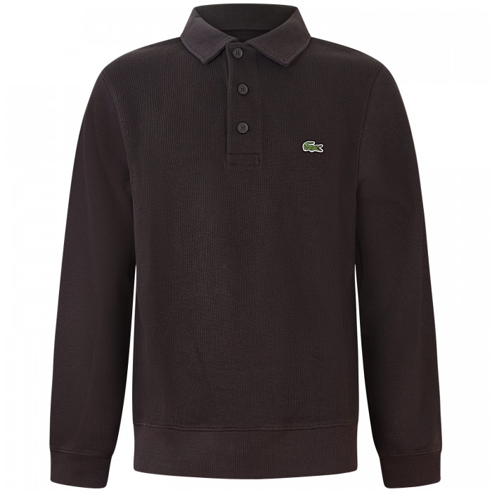 Felpa con collo polo marrone per uomo