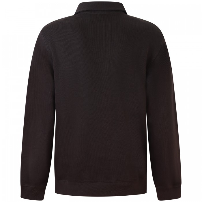 Felpa con collo polo marrone per uomo