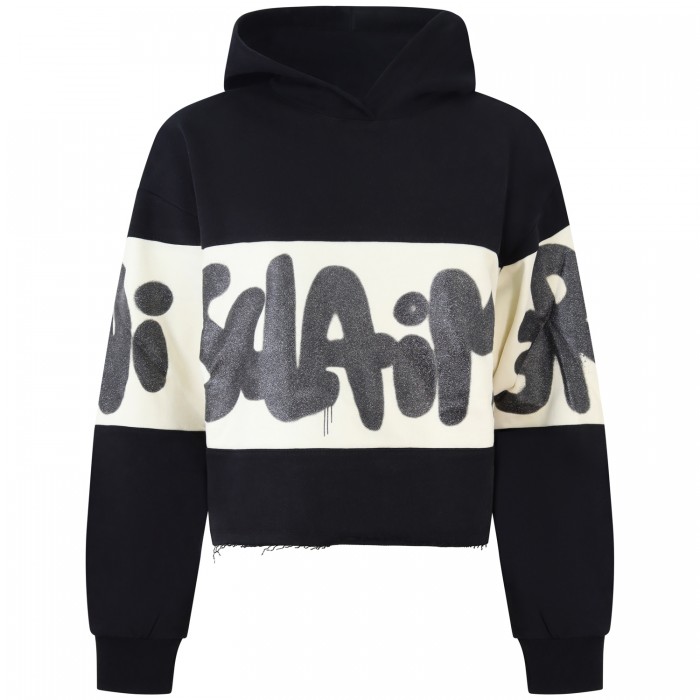 Felpa nera crop per donna