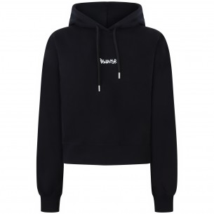 Felpa nera crop  con...