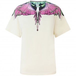 T-shirt panna con stampa...