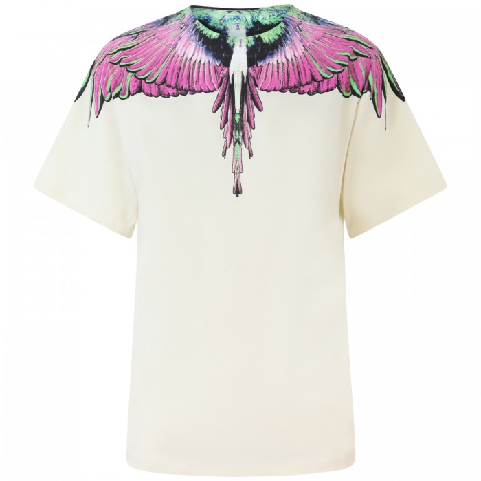 T-shirt panna con stampa  per donna