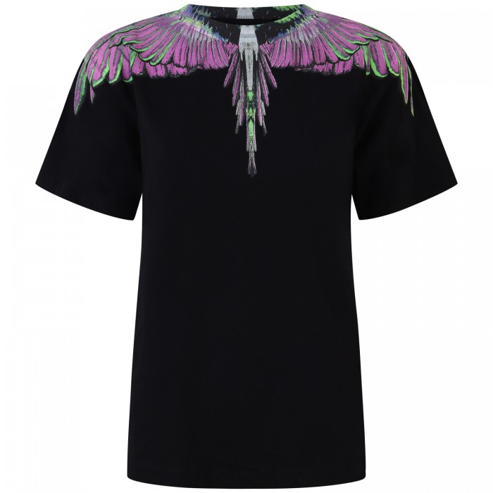 T-shirt nera con stampa  per donna