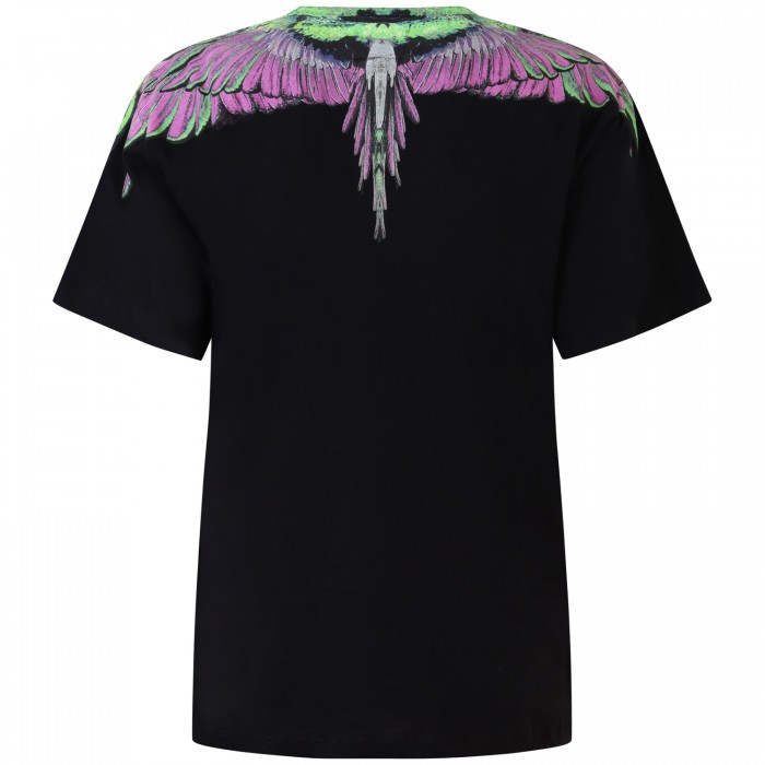 T-shirt nera con stampa  per donna