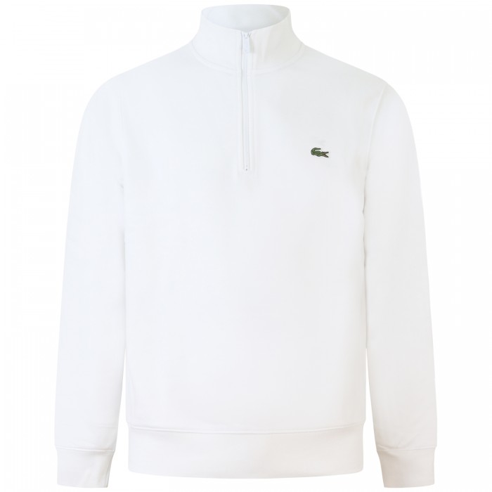 Felpa bianca con mezza zip per uomo