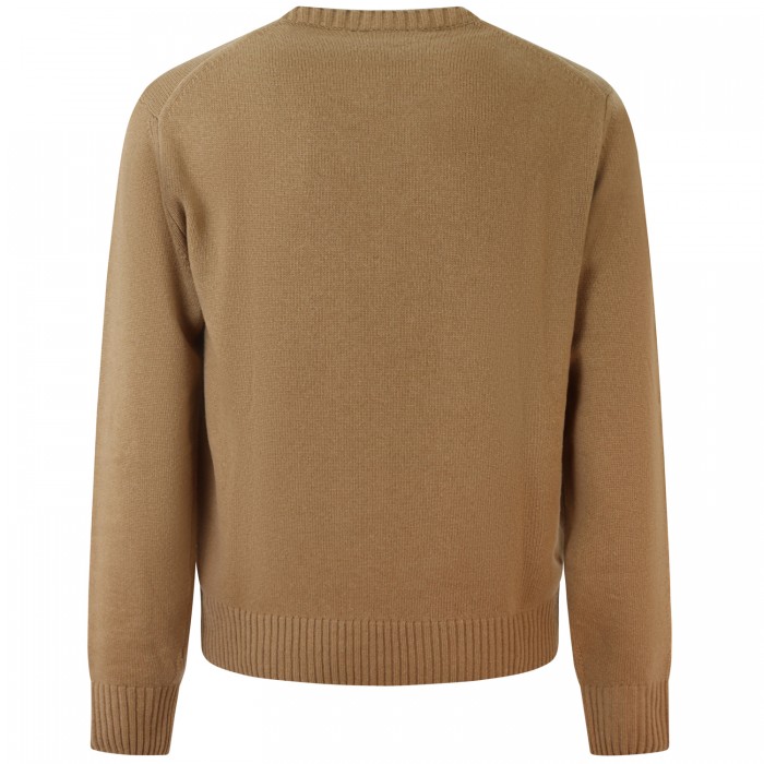 Maglione beige con mini logo per uomo
